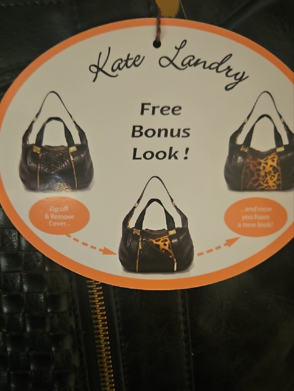 Black faux leather with Leopard Panel - Women's Handbag NWT - Picture 7 of 8